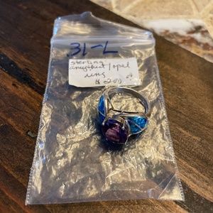 Sterling Silver Amethyst and Opal Ring